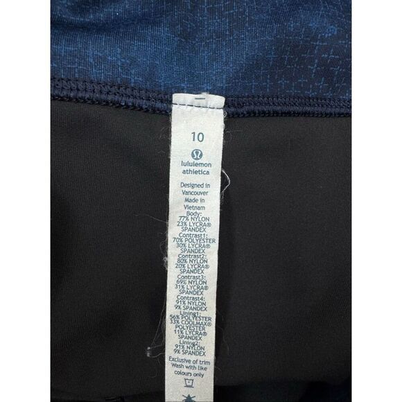 Lululemon Run Inspire Crop ll Sashiko Reflective Black Mesh Blue Hyper Leggings - Picture 5 of 7